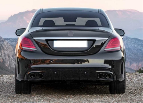 MERCEDES W205 C SERISI IÇIN C43 DIFUZOR &amp; EGZOZ SETI (AMG SEDAN) (SIYAH EGZOZ ILE)